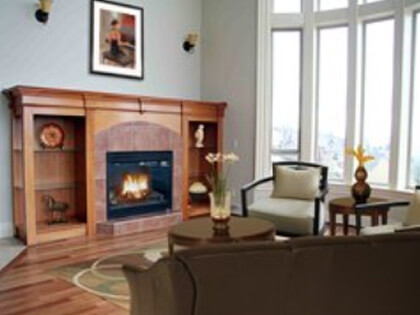 a living room photo with fireplace